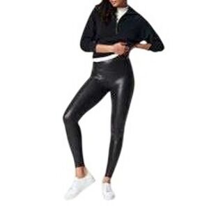 Spanx Faux Leather Leggings Black XS/P Sculpting Stretch Edgy‎ Athleisure Gothic